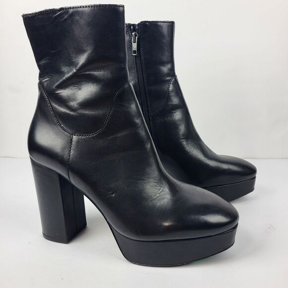 Ash Ankle Boots Block Heel Leather Black Size Size 40 EU. Size 10 US. - Picture 2 of 16